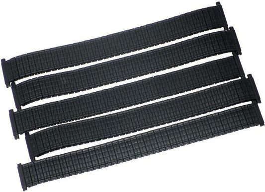 Lot of 5Pcs. Watch Bands Black Color Stretch Stainless Steel Fit 16mm to 22m