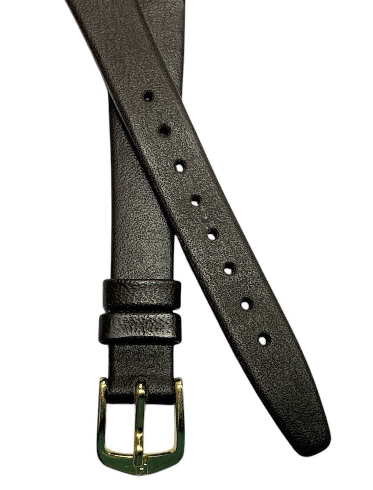 13mm  Black Genuine Leather Open Ended Ladies Watch Band