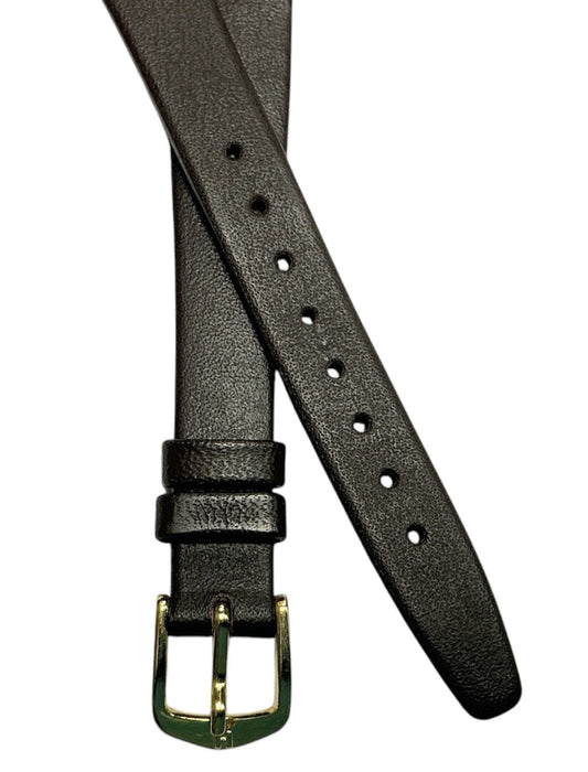 13mm  Black Genuine Leather Open Ended Ladies Watch Band