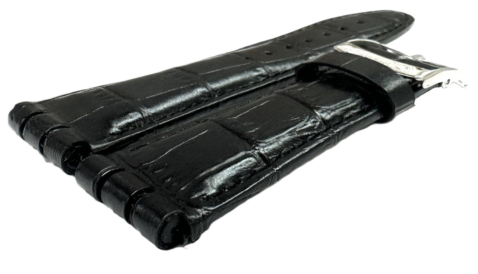 18mm Genuine Leather, Black Alligator Grain, Replacement Watch Band for Swatch