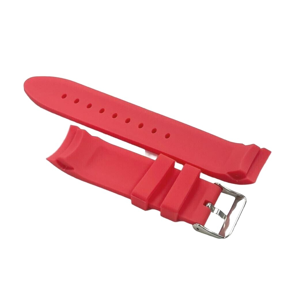 CURVED END RUGGED TEXTURED SOFT RUBBER SILICONE SPORT WATCH BAND 22MM