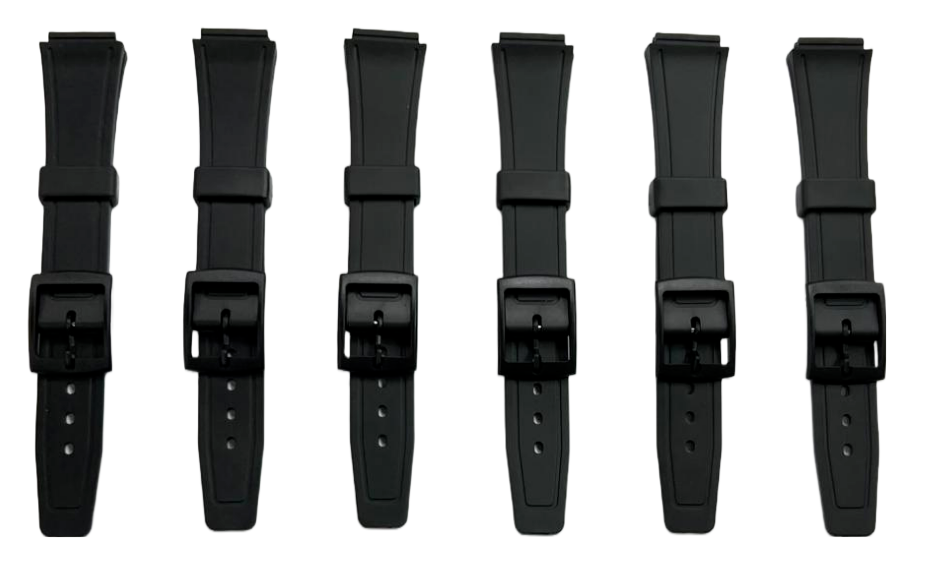 Water Resistant PVC Sliding Watch Band Strap 16mm Fits Casio and Others