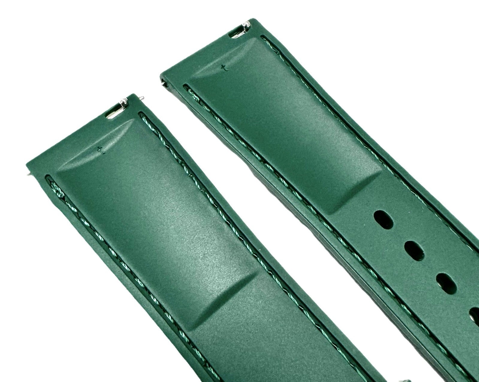 20mm,21 mm, New FKM Fluorine Rubber, Dark Green Watch Band with Alligator Grain