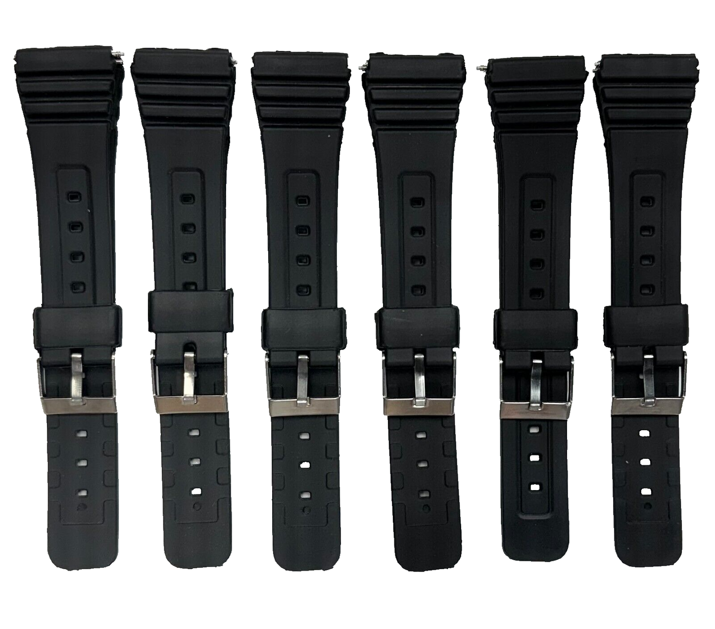 Lot of 6, 22mm PVC Plastic Watch Band Fit to CASIO & Other Watches