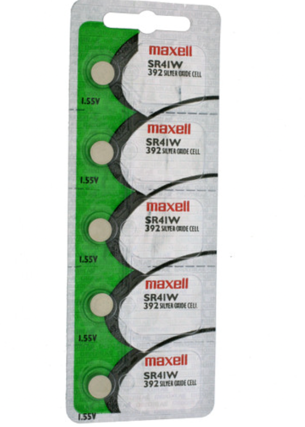 Maxell 392 (SR41W) 1.55V Silver Oxide Watch Batteries – Pack of 100 Batteries