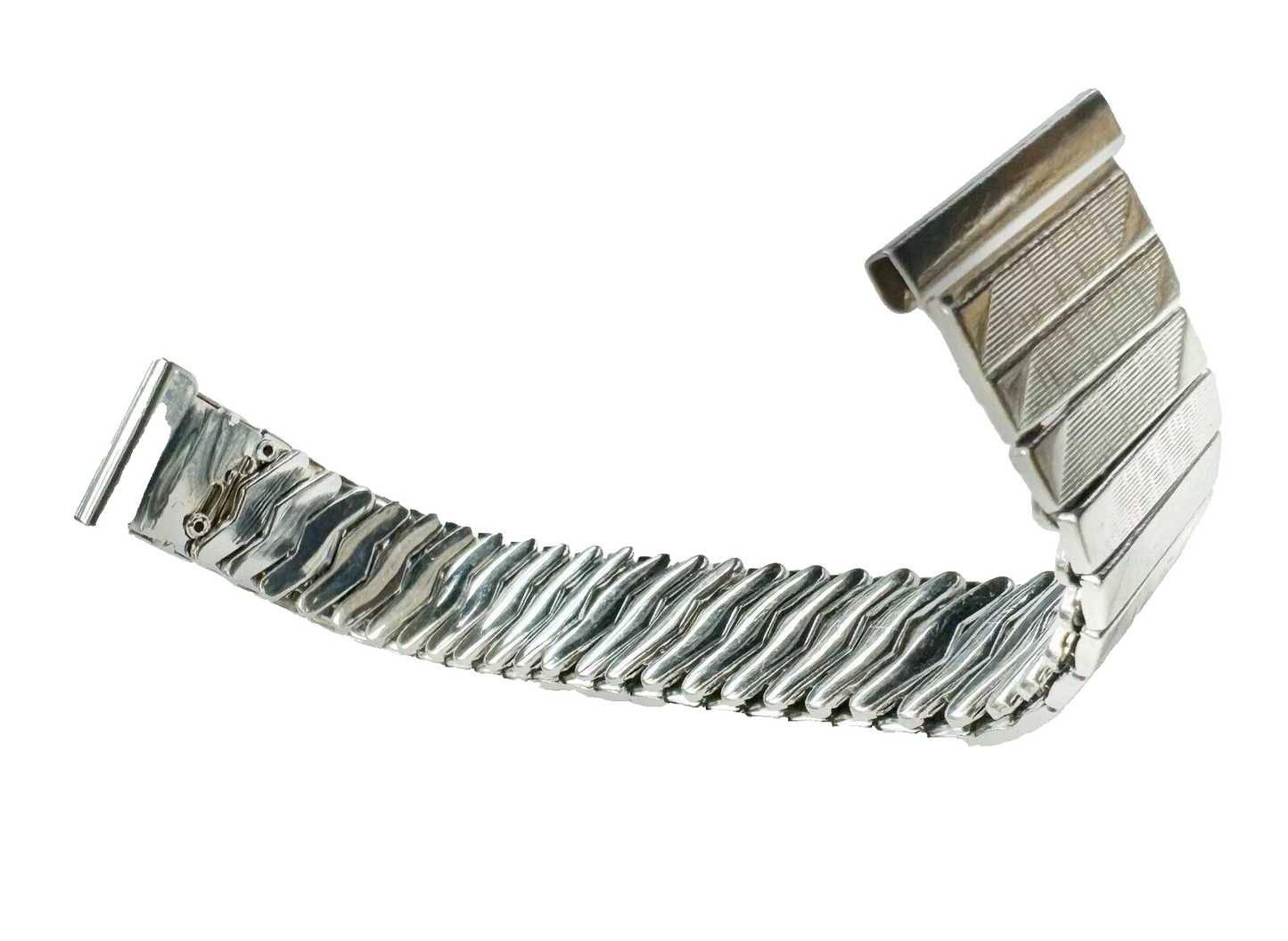 5 Pcs of 18MM Silver Tone Classic Ribbed Stretch Stainless Steel Watch Band
