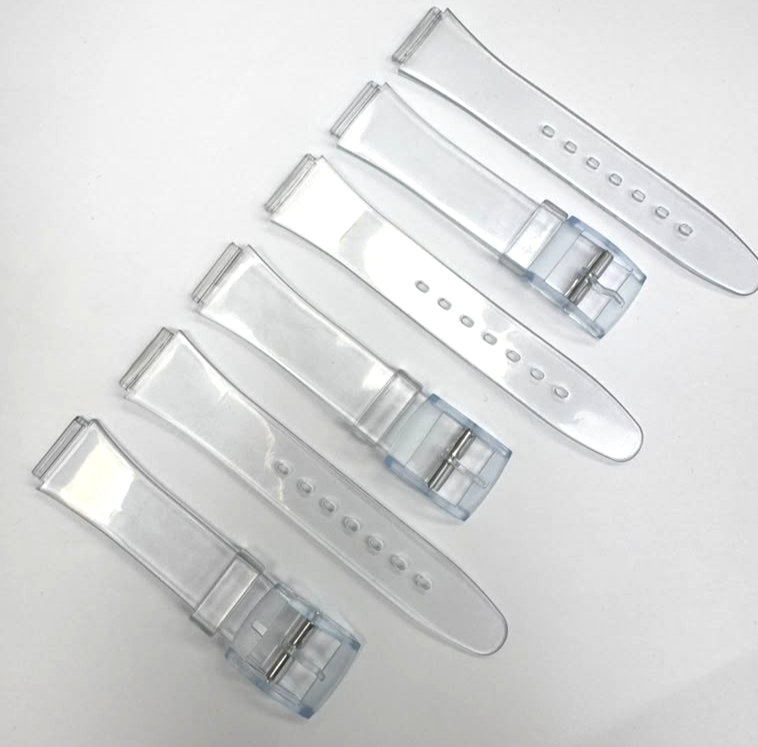 SET OF 5 12MM Plastic PVC Watch Band Flat Clear White without Pins