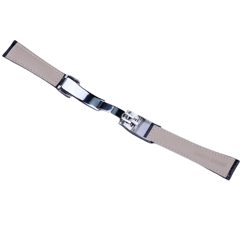 High-Quality Black Leather Watch Band – 20mm for Rolex Watches | Steel Clasp