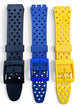 SET OF 3 17MM PVC Watch Band Flat with HOLES without pins Yellow Black Blue