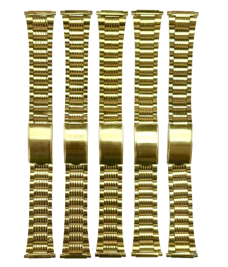 Lot of 5 Pcs, 16-22MM Textured Oyster Style Gold Tone Stainless Steel Band
