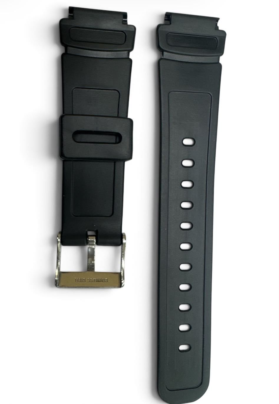 18MM BLACK PLASTIC PVC WATCH BAND FOR CASIO and other watches