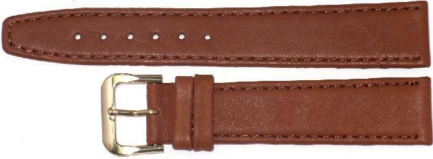 Watch Band Plain Tan (L.Brown) Genuine Leather  Flat Stitched 18mm (A1 Quality)