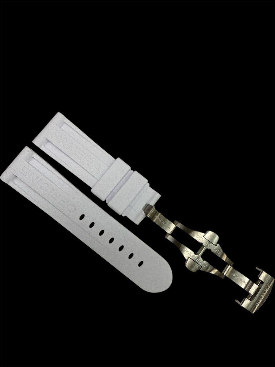 New Watch Band- 24/22mm Rubber Strap WhiteColor for PANERAI w/ Deployment Clasp