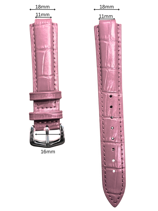 18mm Pink Genuine leather Band Strap Crocodile-Style w/ Buckle