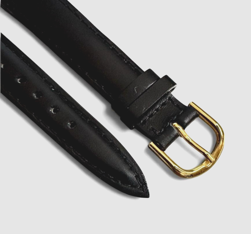(set of 3) Black genuine calfskin leather watch strap band Kreisler New-12,14mm