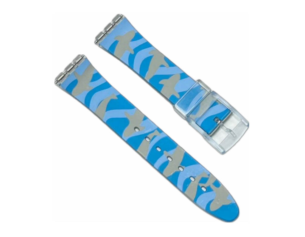 Plastic PVC Watch Band Strap Art Design Swatch Replacement Including Pins 17mm