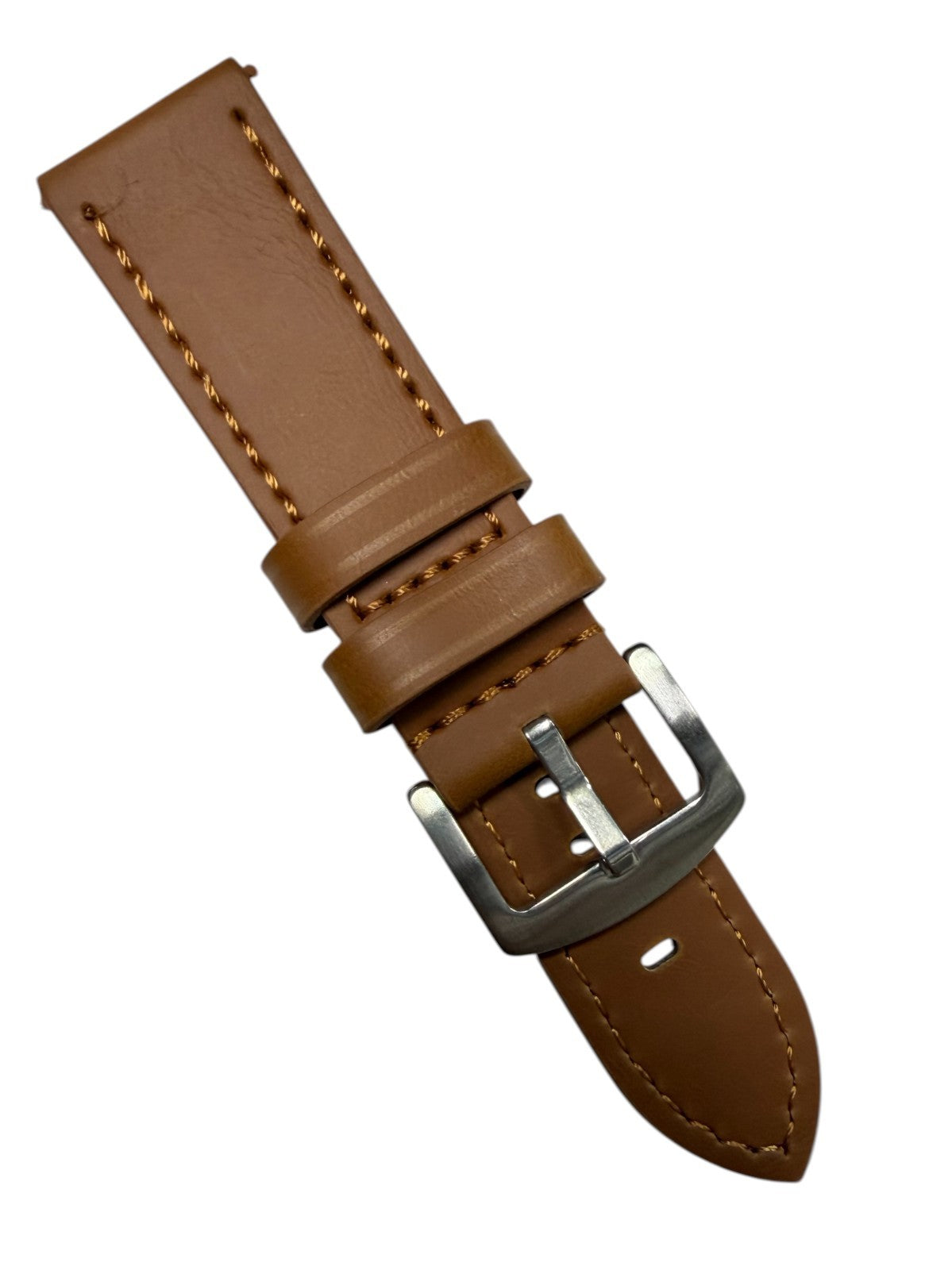 Genuine Leather Tan Flat Stitched Watch Band Quick Release Strap 18/20/22/24mm