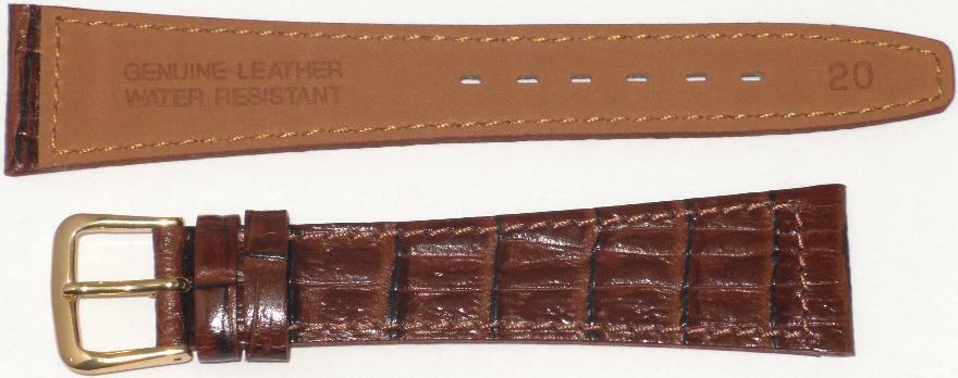 Watch Band Brown Genuine Leather Alligator Grain Flat,Slim 14mm( A1 Quality)