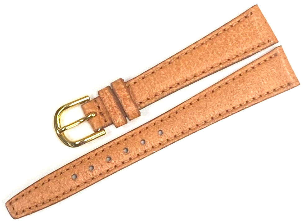 Watch Band TAN Color Genuine PIGSKIN Grain Flat, Stitched 14mm (A1 Quality)