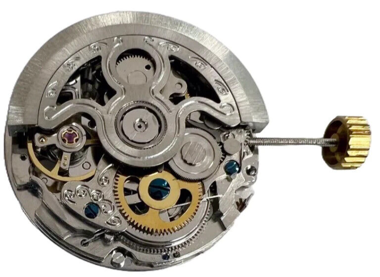 Multi-Function Automatic Watch Movement 2198, 3 HANDS ENGRAVED SKELETON