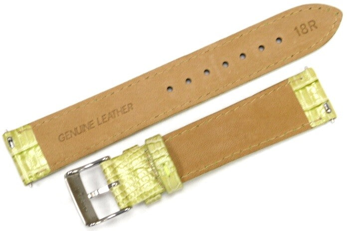 Watch Band Genuine Leather Lizard Grain Pink,Green 18mm Quick Release Pins