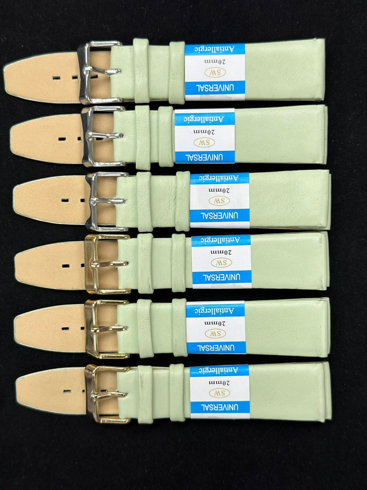 6 piece plain light green genuine leather band