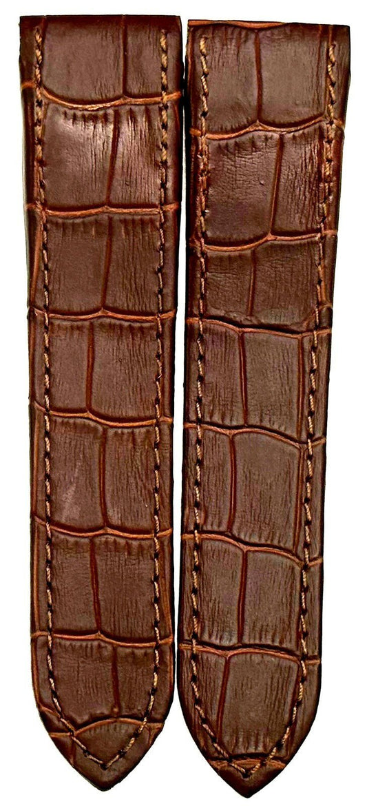 WATCH LEATHER BAND STRAP FOR CARTIER SANTOS 100XL 24.5MM DARK BROWN COLOR - Universal Jewelers & Watch Tools Inc.