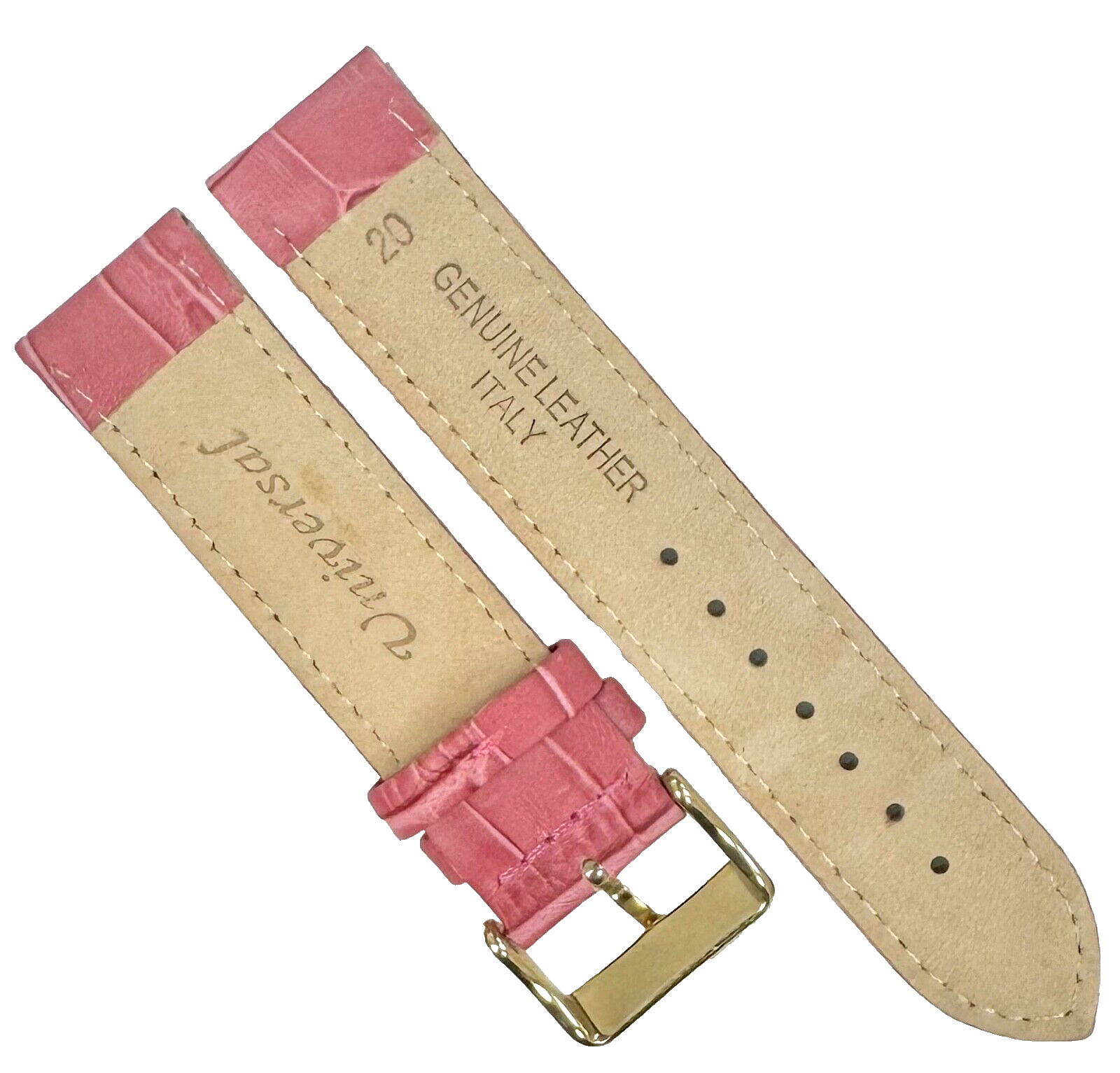 20x20MM Pink Genuine Leather Alligator Grains Watch Band