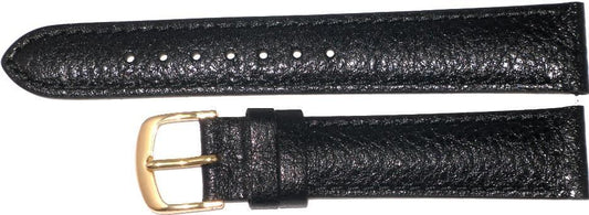 16 MM Genuine Leather Stitched Padded Black Watch Band Lot of 6