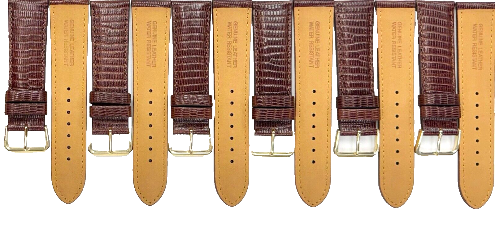Best Quality WATCH BAND BROWN GENUINE LEATHER LIZARD GRAIN 22MM R (lot of 6)