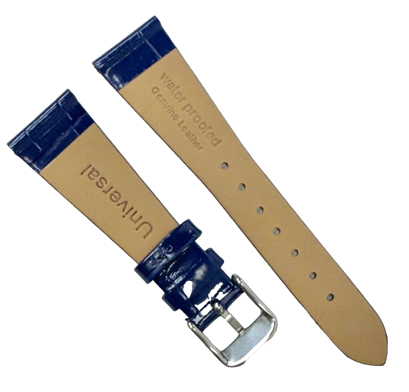 New Watch Band Navy Genuine Leather Alligator Grain (Flat, Short) 20x16MM