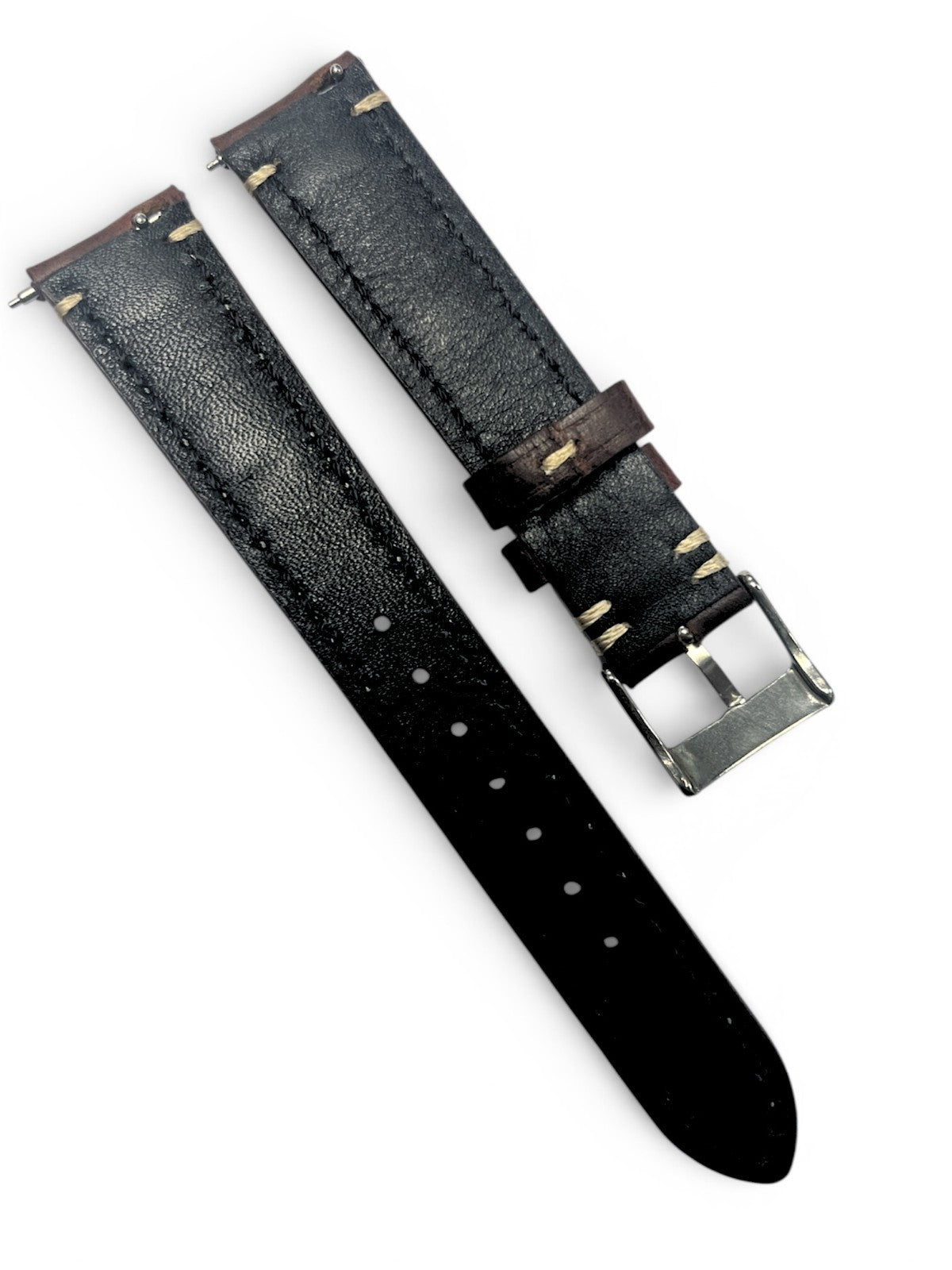 Genuine Calf Leather Dark Brown Watch Band with quick release pin 18 * 16 MM