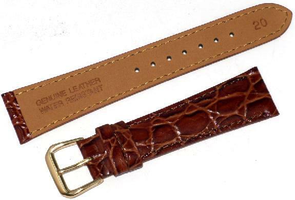 Watch Band Brown Genuine Leather Crocodile Grain Padded 8mm  ( A1 Quality)