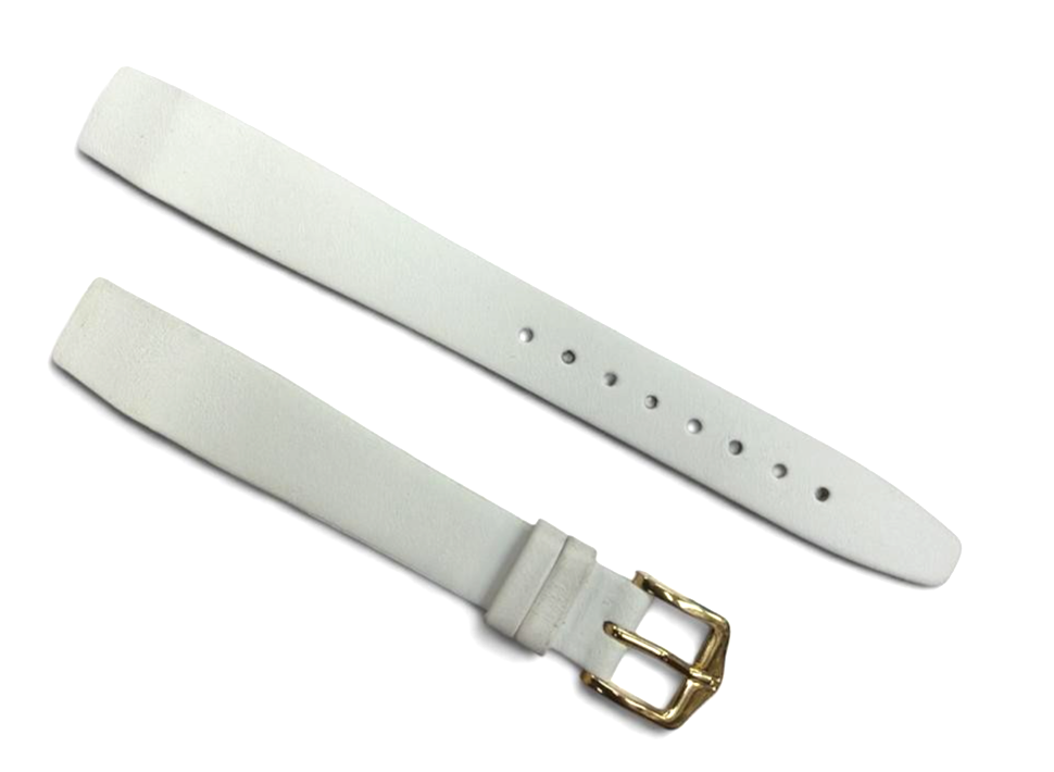 14 mm Genuine Leather Quality Calf White Flat Open-Ended Ladies Watch Band