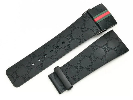 26mm I - Gucci 114 - 2 Genuine OEM Replacement Black Rubber Band Gucci YA114207 NEW - Universal Jewelers & Watch Tools Inc.