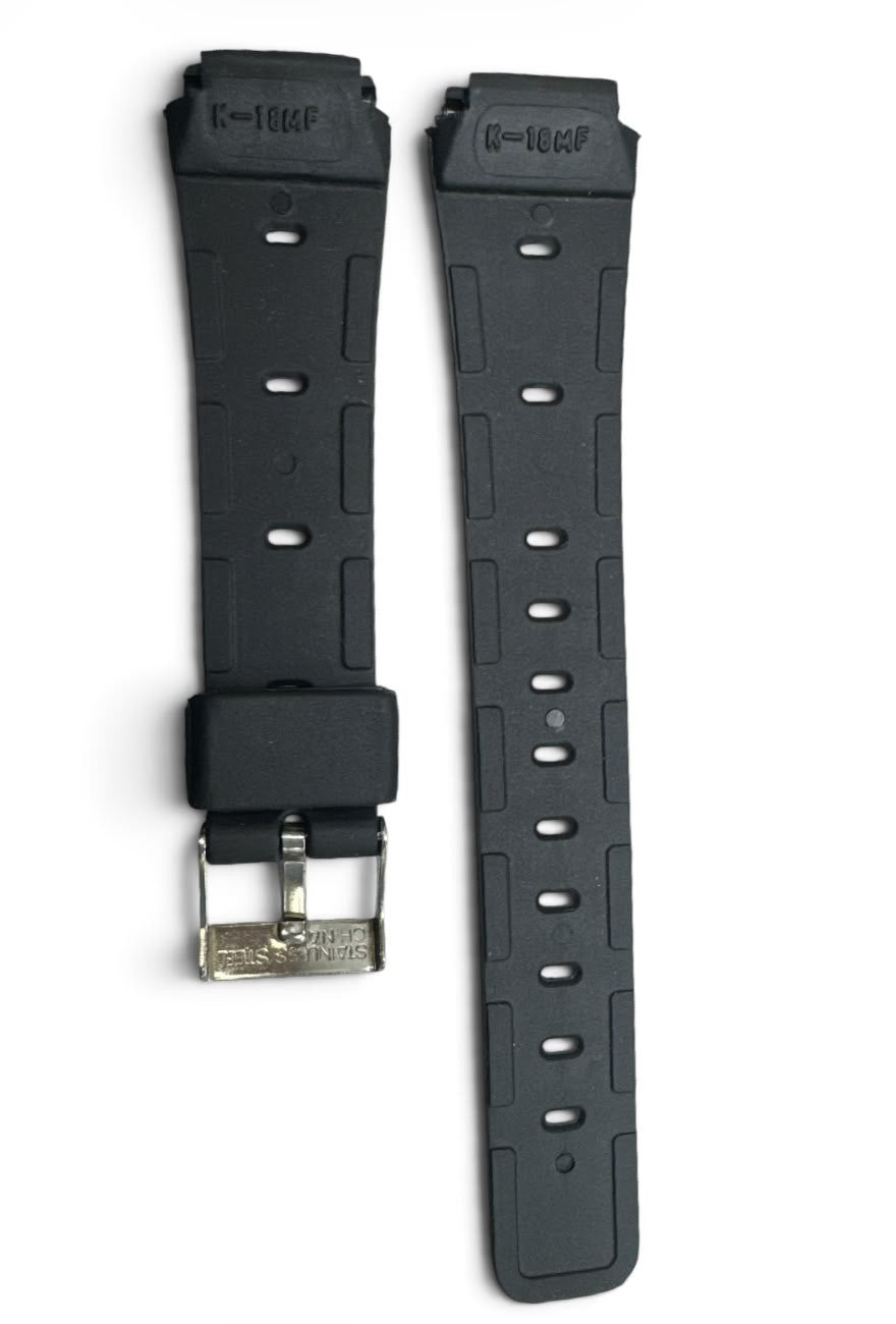 18MM PVC Rubber Classic Black Watch Band fit Casio G-Shock and Other Watches``