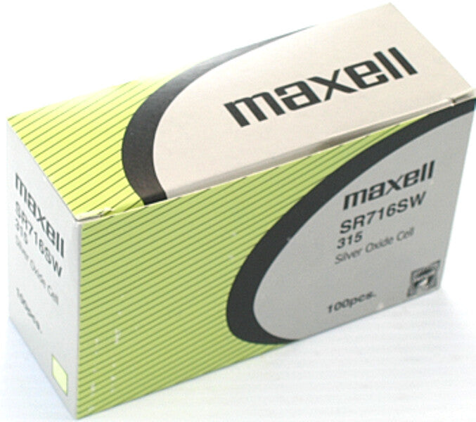 Maxell 315 Watch Battery SR716SW Silver Oxide Pack of 100 Batteries