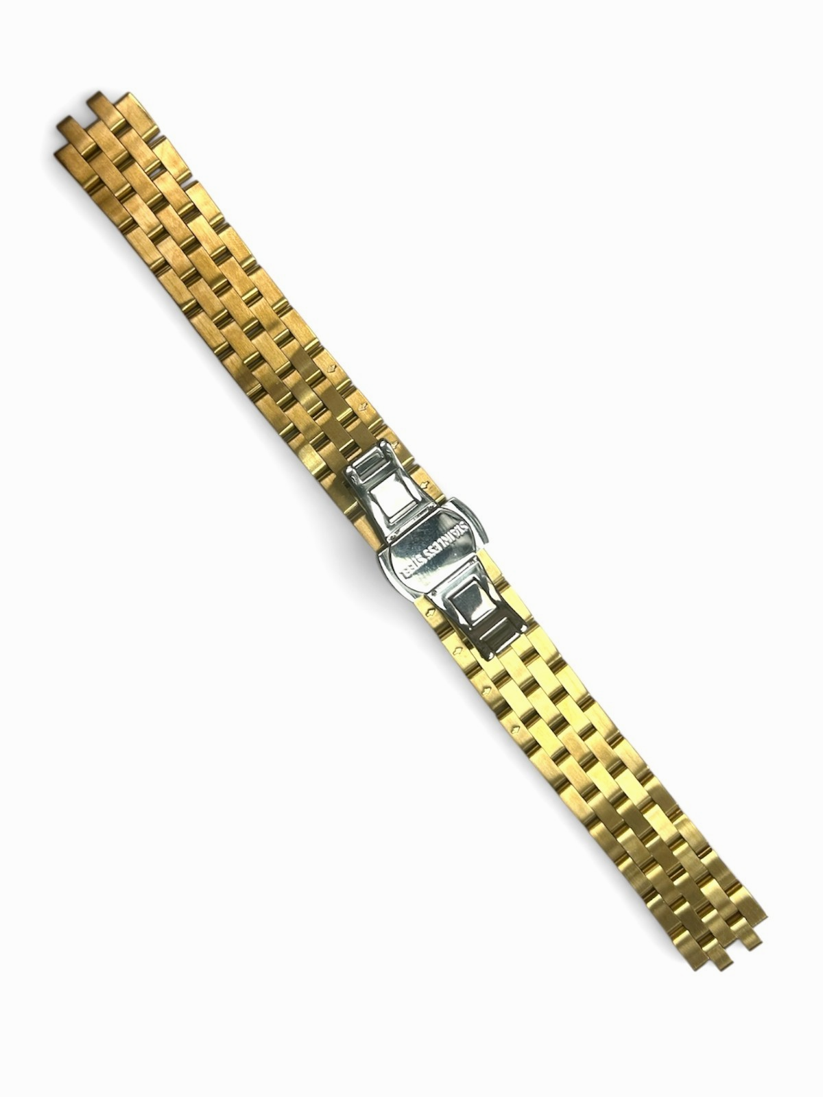 Top Quailty, Stainless steel Gold-tone Curved end Band for High end Watches-17mm