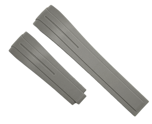20mm Curved-End Vulcanized Rubber Gray Replacement Watch Band for ROLEX Watches