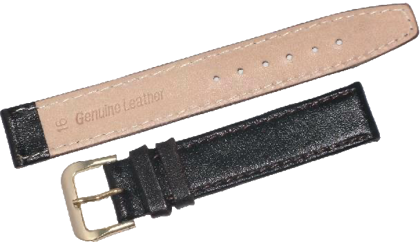 Watch Band Plain (Dark Brown) Genuine Leather  Flat Stitched 20mm (A1 Quality)