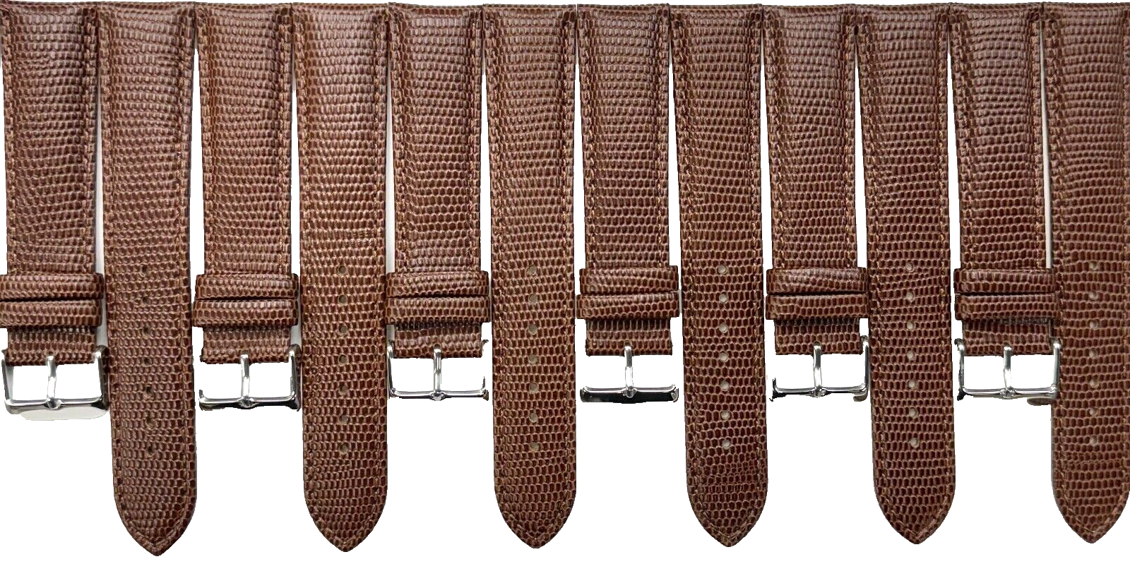 Best Quality Lot of 6 WATCH BAND BROWN GENUINE LEATHER LIZARD GRAIN 24MM XL