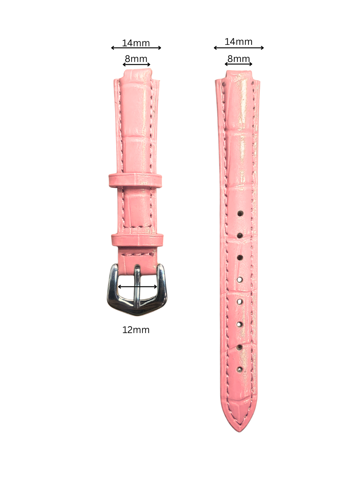 16mm Pink Genuine leather Band Strap Crocodile-Style w/ Buckle