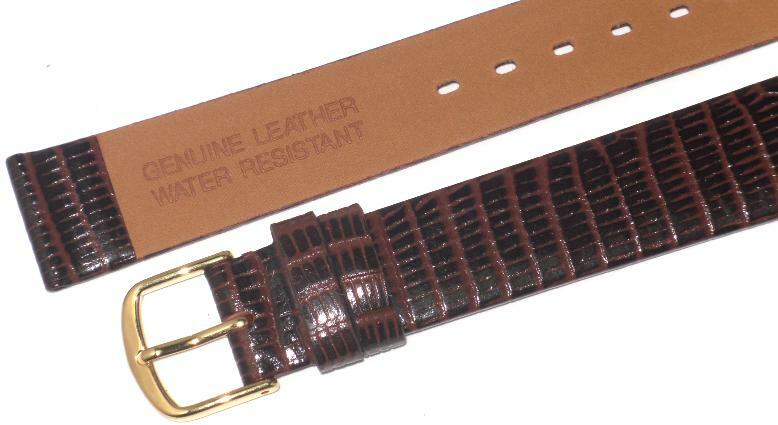 Watch Band D Brown Genuine Leather Lizard Grain (Flat) 8MM  Slim ( A1 Quality