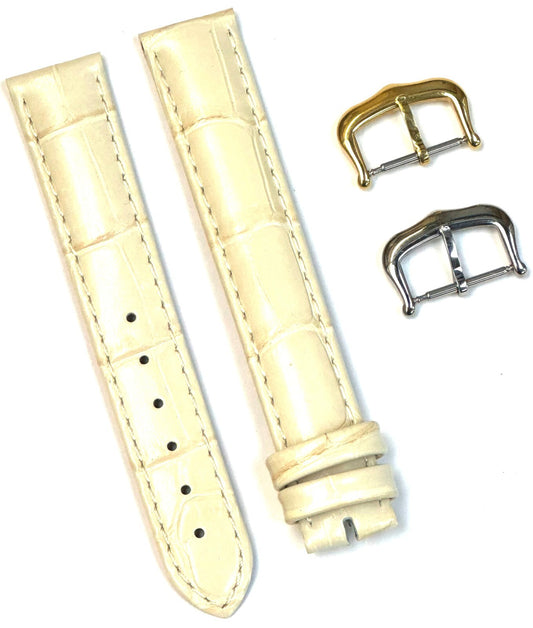 Watch Band For Cartier Tank Antique Alligator Grain Size 15x14mm L.Beige Color