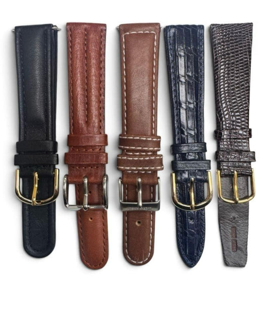 LOT OF 10 WATCH BANDS 18MM GENUINE LEATHER ALLIGATOR MIX STYLE AND COLORS