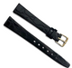 Black 12MM FLAT LEATHER STRAP BAND FOR WATCH GOLD Buckle