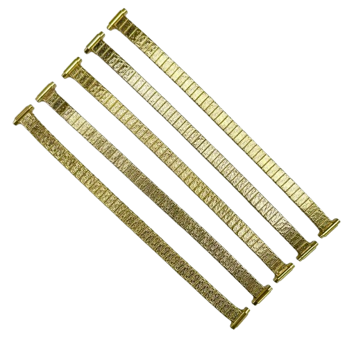 5 Pcs of 8-11MM GOLD Color Herringbone Pattern Stretch Band for Ladies Watches