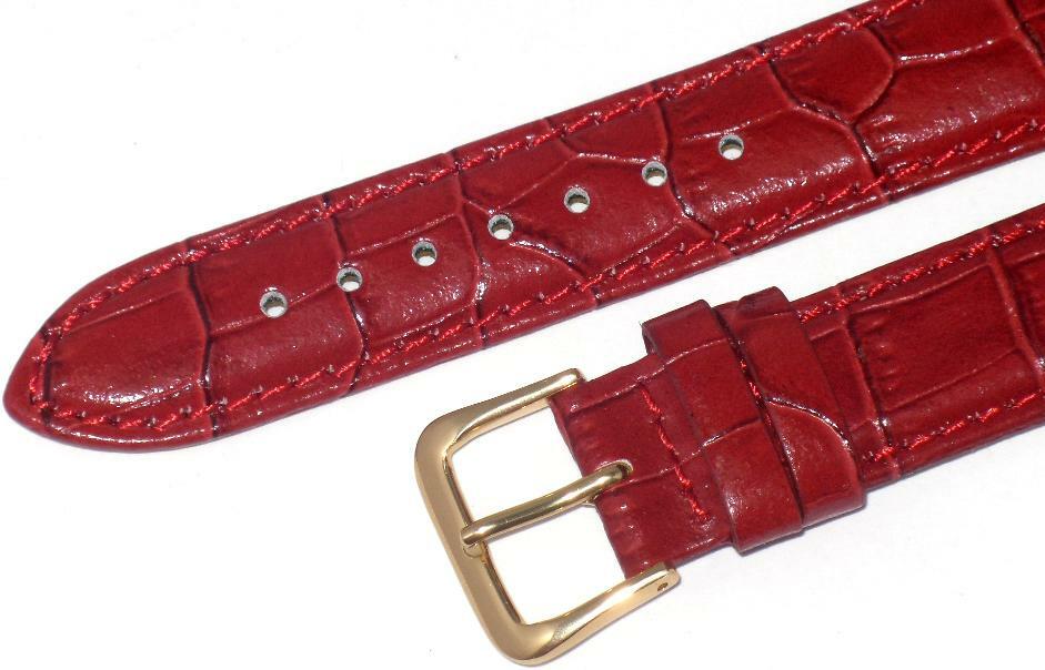 Watch Band Genuine Leather Red Alligator Grain,Padded,Stitched 8mm (A1 Quality)