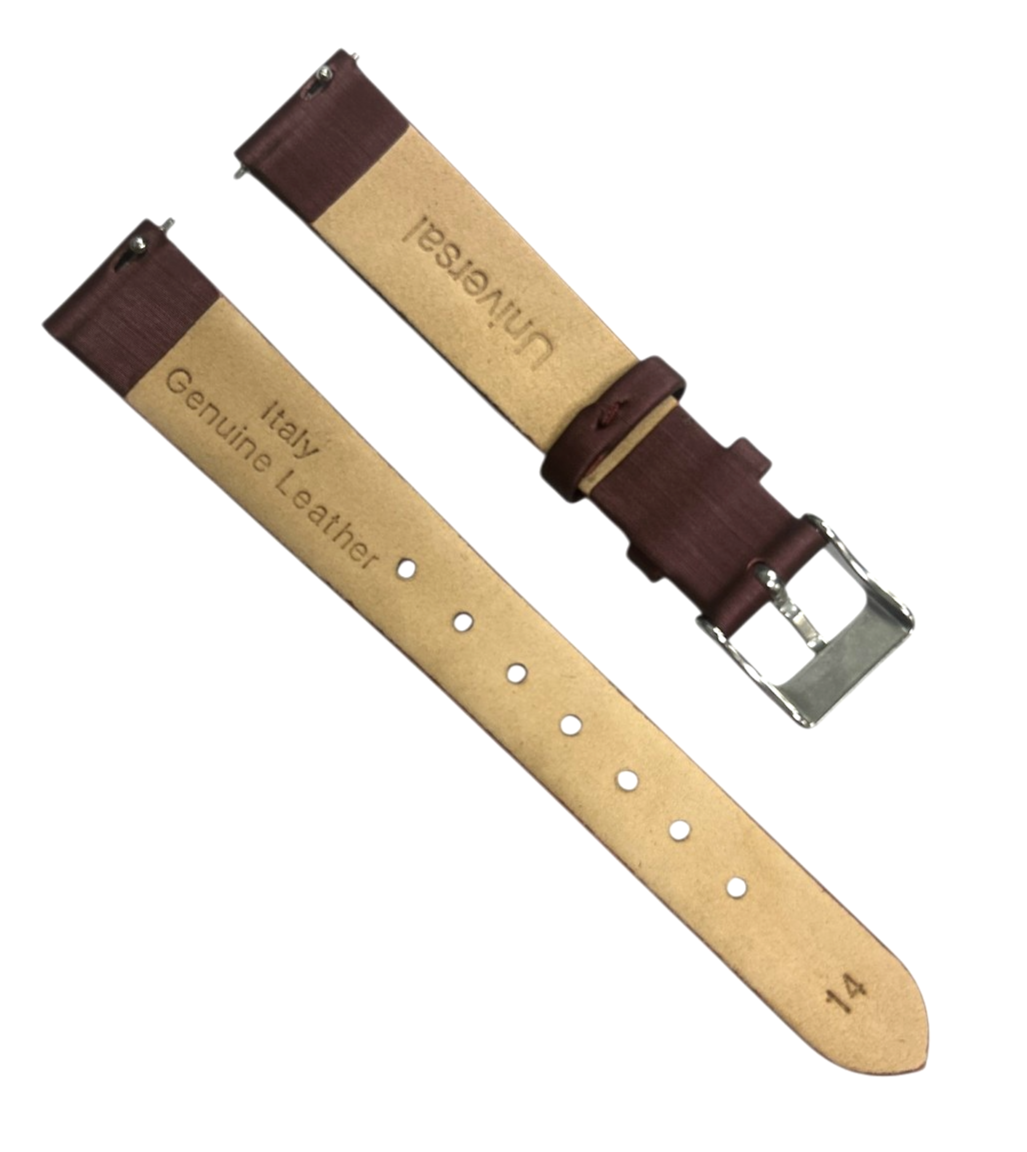 Satin WatchBands w Quick Release pin Dark Burgundy(12mm, 14mm, 16mm, 18mm, 20mm)
