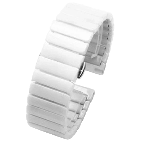 High-end White Ceramic Watch Band with Deployment Buckle 22MM